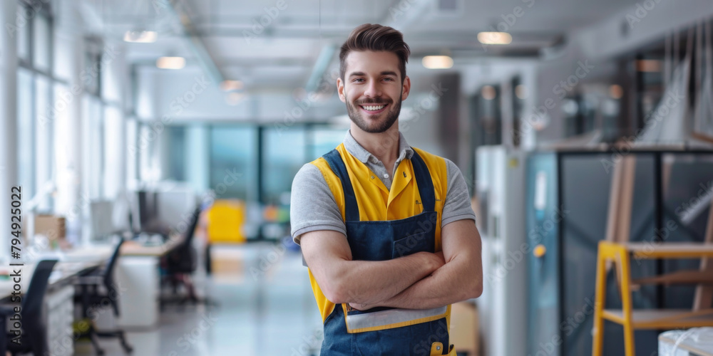 Professional portrait - Janitor at office space Professional portrait - Janitor at office space