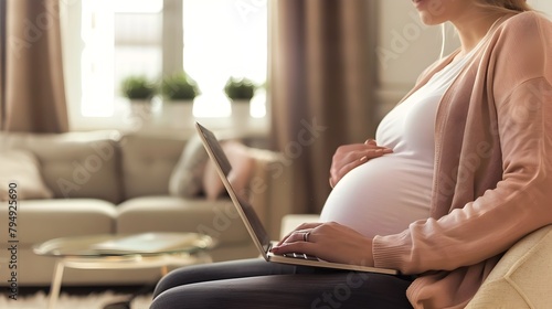 Pregnant Woman Balancing Career and Motherhood at Home with a Kick Generative ai photo