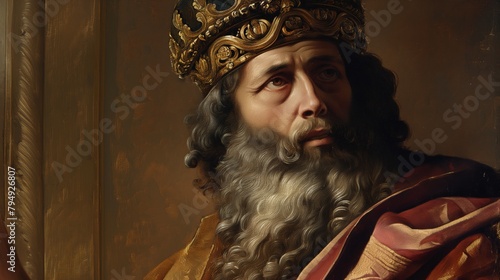 Portrait of old Herod the Great Jewish king with crown oil painting monarch in bible photo