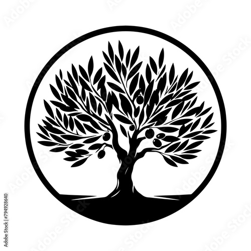 Vector Silhouette of Olive Tree- Embracing the Graceful Charm of Nature's Peaceful Symbol- Olive Tree Illustration- Vector of olive tree