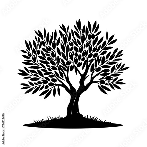 Vector Silhouette of Olive Tree- Embracing the Graceful Charm of Nature's Peaceful Symbol- Olive Tree Illustration- Vector of olive tree
