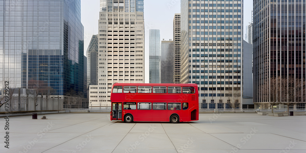 Ônibus Vermelho de Dois Andares em Ambiente Urbano