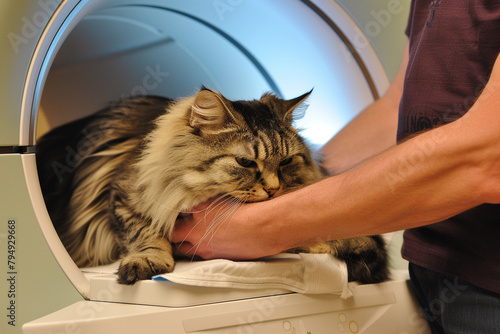 Cat Undergoing a CT Scan at Veterinary Clinic