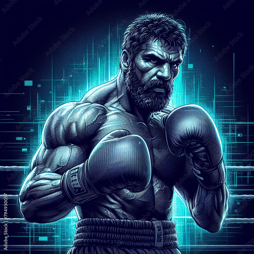 boxer in pixel art