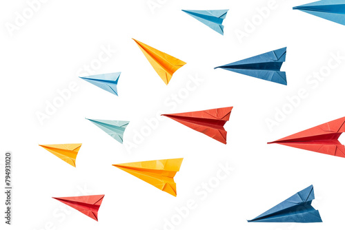 Playful Paper Airplanes On Transparent Background.