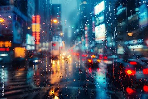 Captivating Cityscapes in the Rain Vibrant Lights and Blurred Motion Creating Atmospheric Scenes for Advertisements