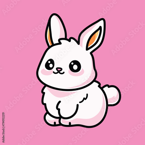Cute Rabbit Vector Cartoon Illustration (ID: 794932219)