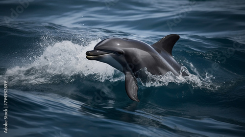A pair of playful dolphins frolicking in the waves, their sleek bodies twisting and turning with grace.