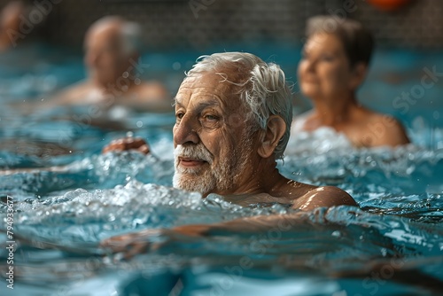 Energetic Older Adults Engaging in Dynamic Water Aerobics for Revitalizing,Low-Impact Fitness and Wellbeing in the Pool
