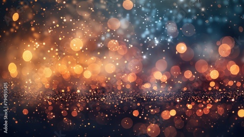 Abstract bokeh lights in warm tones - A mesmerizing display of abstract bokeh lights shimmering in warm gold and orange hues  creating a cozy  enchanting atmosphere
