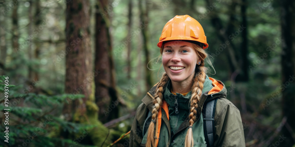 Professional portrait - Forestry Technician in the forest Professional portrait - Forestry Technician in the forest
