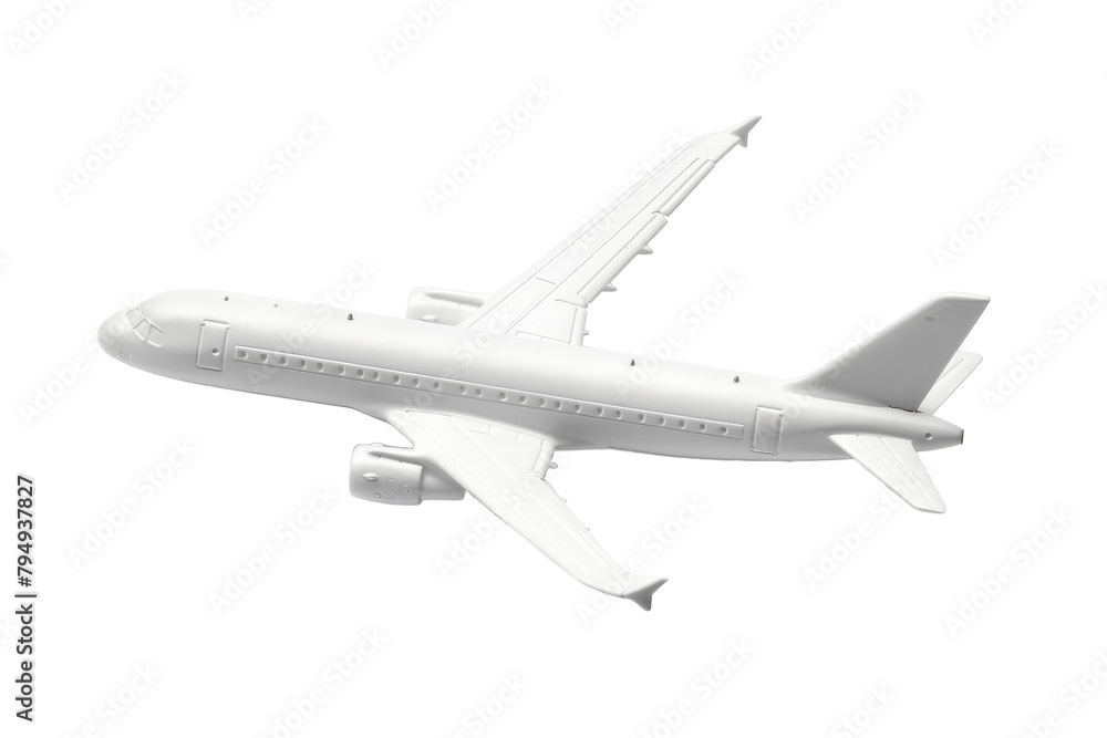 Sleek White Aircraft Flying High on Transparent Background