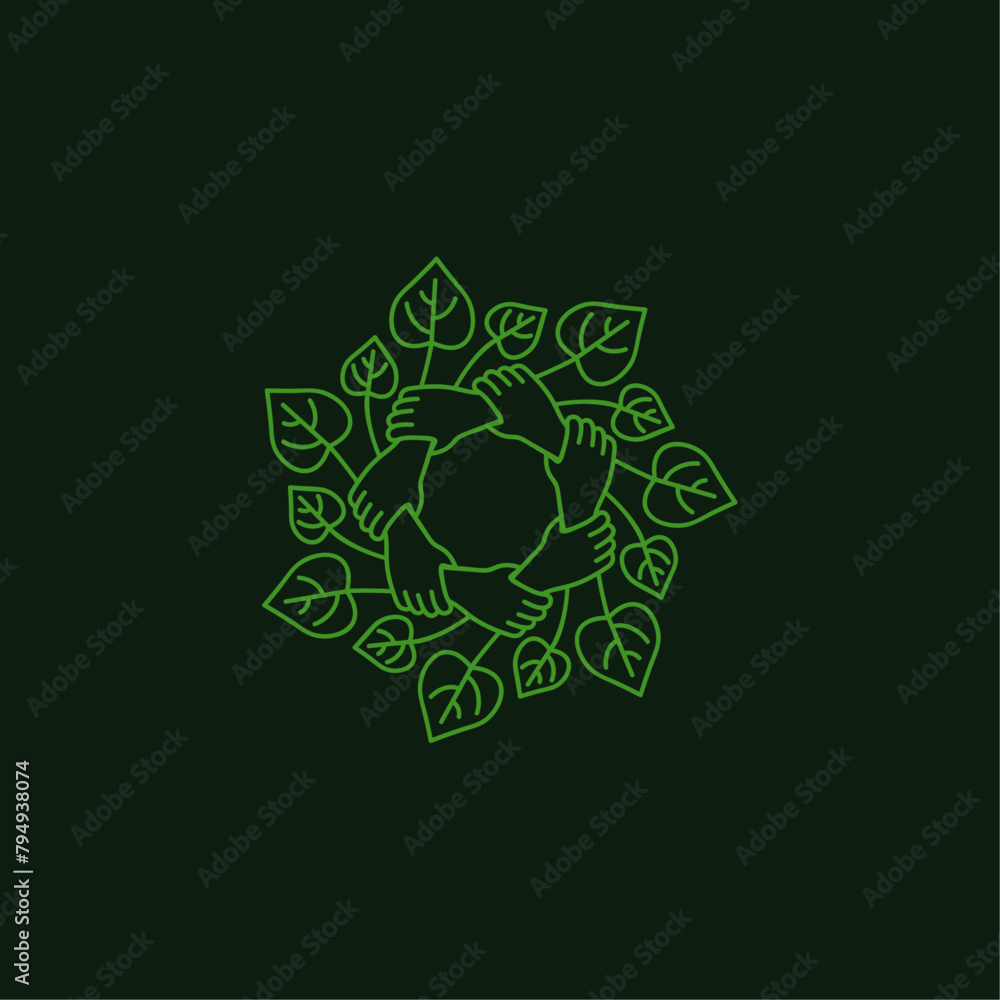Minimalist Leaves Community Logo Vector Illustration Minimalist Leaves Community Logo Vector Illustration