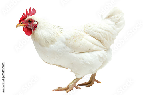 Plump White Chicken Farmyard Delight on Transparent Background