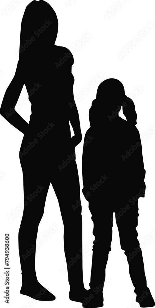 Silhouette of mother and daughter illustration Silhouette of mother and daughter illustration