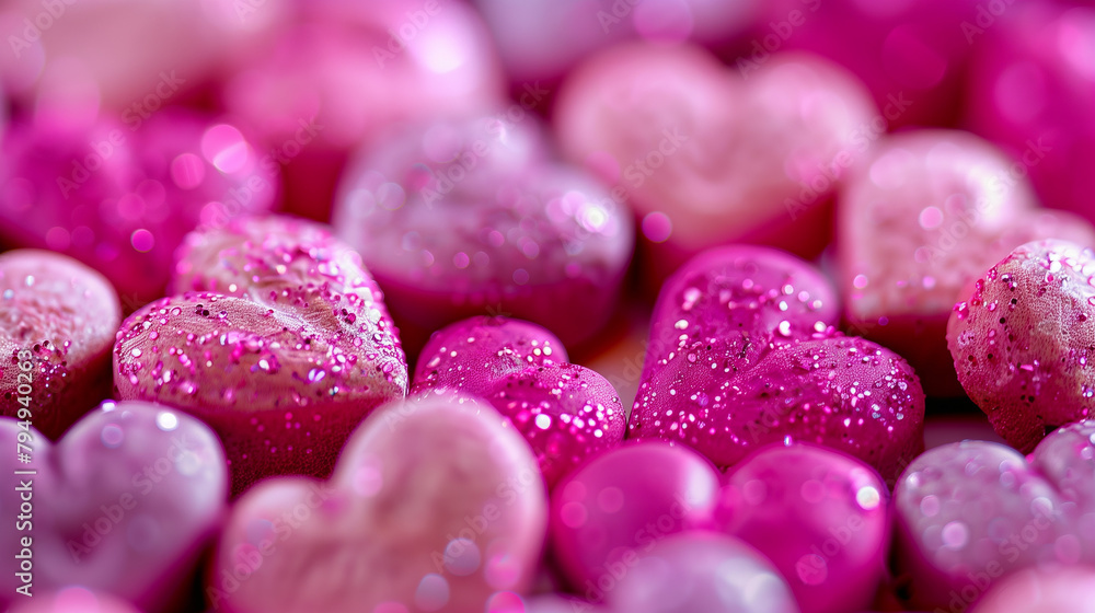 A close up of many pink hearts. The hearts are arranged in a way that they are overlapping each other. Concept of love and affection, as the hearts are a symbol of love and romance A close up of many pink hearts. The hearts are arranged in a way that they are overlapping each other. Concept of love and affection, as the hearts are a symbol of love and romance
