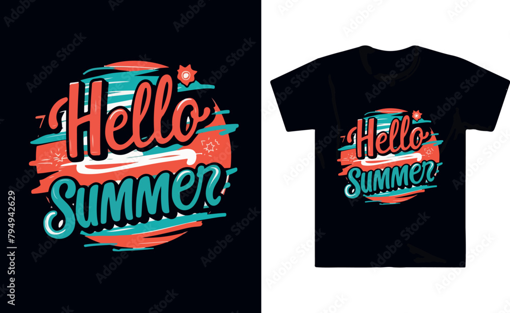 Hello summer T-shirt Design Hello summer T-shirt Design