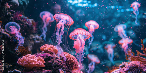 Ethereal Jellyfish Drifting in a Mesmerizing Underwater Dance