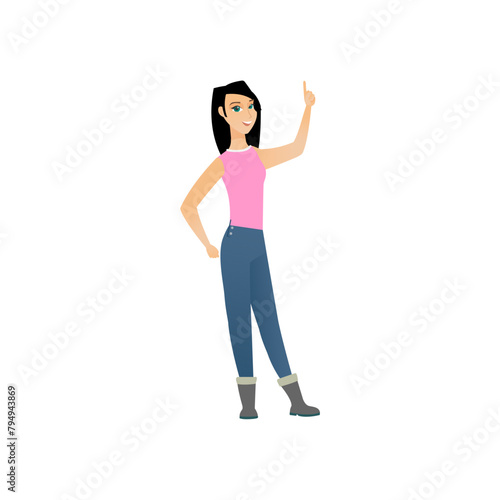 pose of woman in pink t-shirt fashion