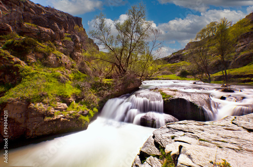 Famous and popular tourist attraction of Cappadocia and Turkey is the Ihlara Valley with a deep gorge and steep cliffs with hiking paths