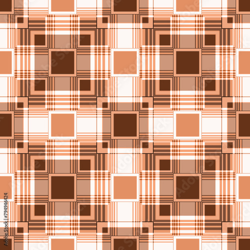 Checkered squares plaid seamless pattern brown beige colors background