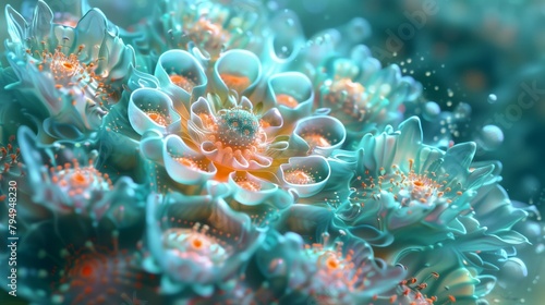 surreal coral garden blooming in vibrant colors captures the ethereal beauty of ocean life