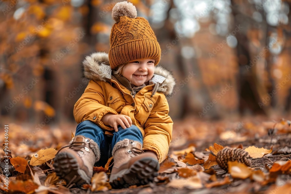 Happy children in cozy autumn fashion adventure outdoors Happy children in cozy autumn fashion adventure outdoors