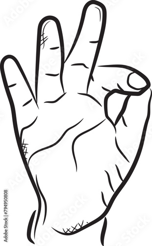 Icon symbol of the 'OK' hand gesture