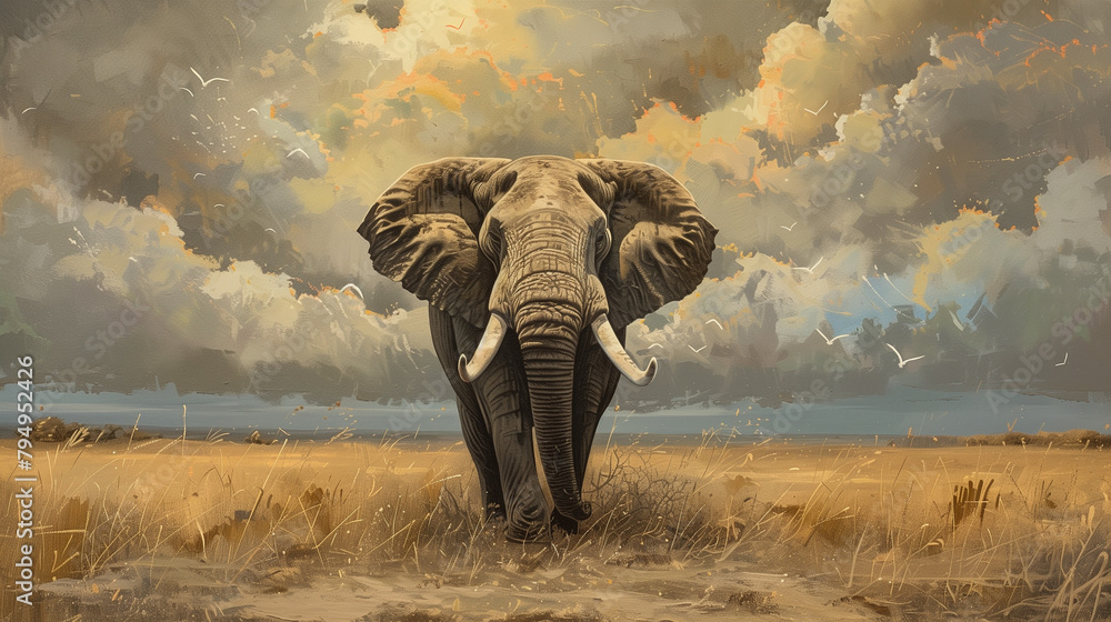 Fototapeta premium Majestic Elephant: Symbol of Strength