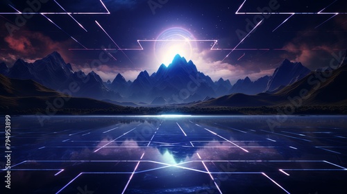 Dark 3D holographic landscapes, abstract futuristic technology themes, modern vibes