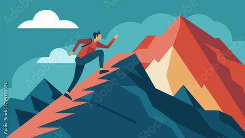 An image of a person climbing a steep mountain representing the journey of navigating the risks and potential rewards of investing. photo