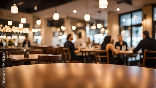Restaurant Ambiance: Blurred Background, Clean Table Foreground