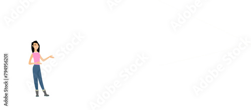 pose of woman in pink t-shirt fashion