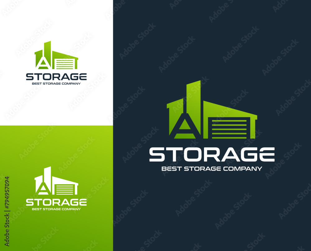 Letter A with self storage logo design template	
