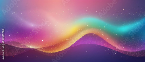 Abstract rainbow mesh background in princess colors. Fantasy gradient backdrop. Holographic background with magic stars sparkles © Rat Art