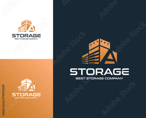 Letter A with self storage logo design template	
