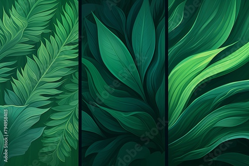 Emerald Green Nature Gradients with Lush Leaf Textures