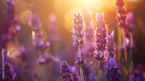 Lavender flowers in the morning sunlight.  © UsamaR