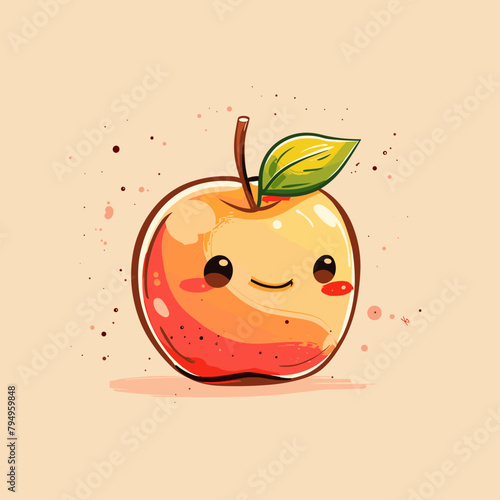 A cartoon apple with a green leaf on top