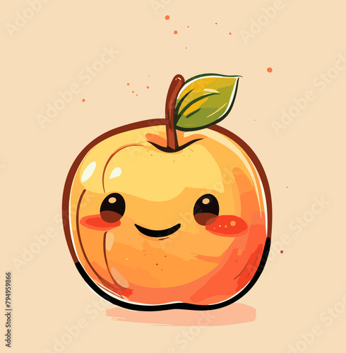 A cartoon apple with a green leaf on top