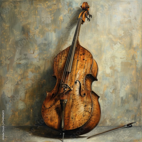 old violin on paper