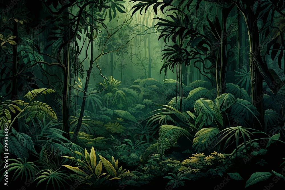 Exotic Jungle Green Gradients: Rainforest Canopy Blend Mirage