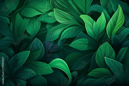 Exotic Jungle Green Gradients - Tropical Flora Delight