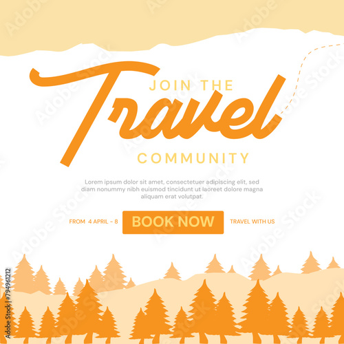 Graphic post design template for travel, tour, trip and adventure with classic presentation for all the web and social media use 