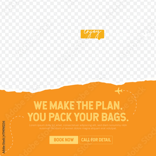 Graphic post design template for travel, tour, trip and adventure with classic presentation for all the web and social media use 