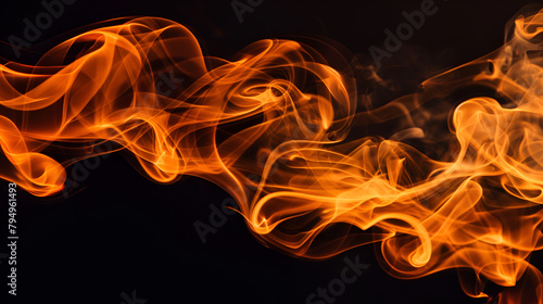 Fire flames on a black background ,movement of fire flames isolated on black background ,abstract background