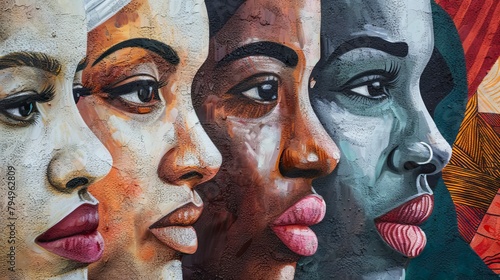 A close-up of women's faces