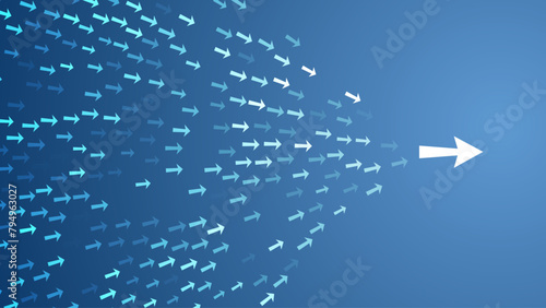 Lead Concept Vector. Follow the Leader. Leadership Arrows Blue Background. Small Arrows Following Big Leader Arrow. Determine Your Direction. Inspire Others by Your Example. Vector Illustration.
