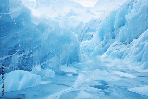 Glacial Ice Cool Gradients: Shimmering Hues of the Ice Fields photo