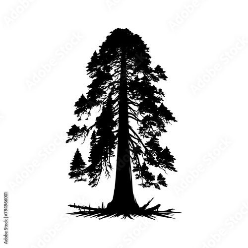 Crimson Giants: Professional Redwood Tree Vector Silhouette for Natural Landscape Designs.- Redwood Tree Illustration.